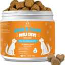 Skin and Coat Chews for Dogs - Itchy Skins Dog Supplement Support Hot Spots Comfort and Shedding Allergy Joint Health with Omega 3 Fish Oil, EPA & DHA Fatty Acids, Bacon Flavor 100 Count Softs Treats