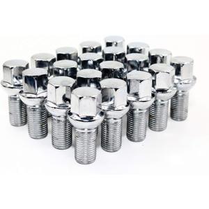 Set of 20 Veritek 14x1.5mm Chrome 24mm Thread Length 17mm Hex R12 Ball Seat Wheel Lug Bolts for Mercedes C CLS E SLC Class Factory Wheels