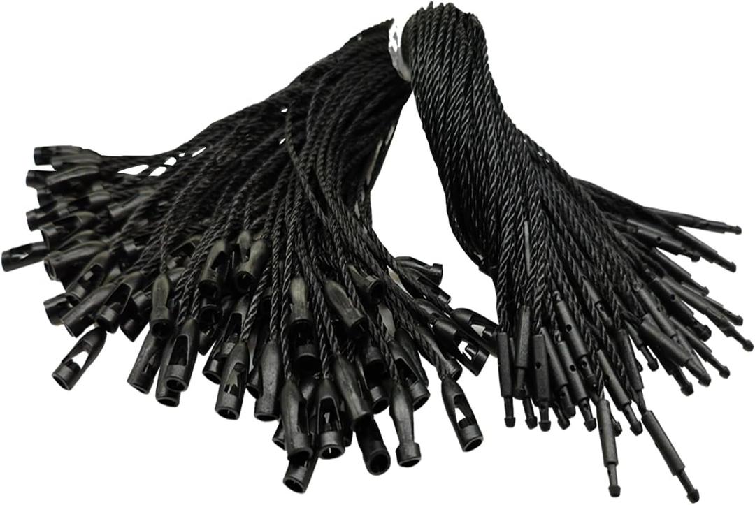 Black White Hang Tag String Snap Lock Loop Pin Fastener Hook Tie for Clothing Price Tag Hhanging 6.3'' Inch (Black 1000pcs)