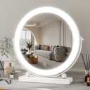 ROLOVE 13 Inch Vanity Mirror with Lights, Round Make Up Mirror with Lighting, LED Mirror Makeup Mirror with Lights for Bedroom Tabletop, Smart Touch Control, 360° Rotation (White)