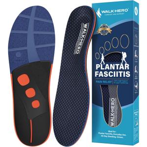 WalkHero Plantar Fasciitis Relief Insoles - Orthotics Inserts, Shoe Insoles Arch Support Flat Feet Inserts Work Boot Insoles for Standing All Day Mens 11-11.5 | Womens 13-13.5 (Grape Purple)