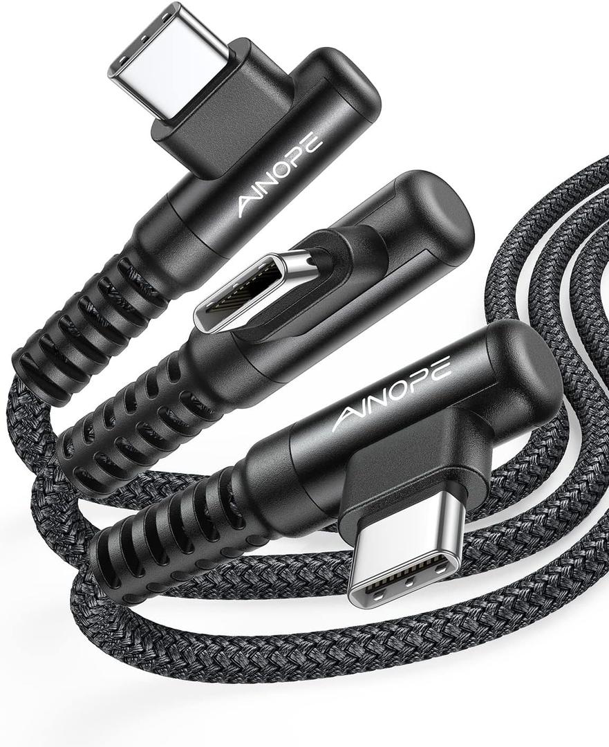AINOPE Right Angle USB Type C Cable [3-Pack 3.3ft/6.6ft/10ft] 3.1A Fast Charging USB to USB C Cable, Nylon Braided USB C Charging Cable Compatible with Galaxy S21+ Ultra, iPad mini/Air/Pro, Pixel 6X