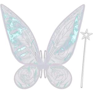 Quescu Fairy Wings for Adults,Butterfly Wings for Girls,Angel Wings,Fairy Costume for Women Halloween Dress Up Party Favor (White) (White)