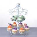 ASkinds Carousel Cupcake Stand Dessert Serving Tray, 12-Cups Iron Cake Display Rack Cupcake Stand for Carnival and Circus Theme Party Wedding Party Furnishing Accessories (White)