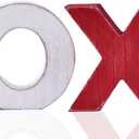 Valentines Day XOXO Wooden Table Decor Set, Rustic Valentines Day Home Decorations, Freestanding XOXO Sign for Tiered Tray, Mantel, Shelf, Table, Farmhouse Valentines Decor (red white)