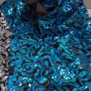 Mens Joe Shiny Sequins Shirt Button Down Dress Costume Shirt (Large, Blue)