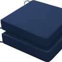 Favoyard Patio Chair Cushions 24 x 24 x 4 Inch Waterproof Outdoor Seat Cushions for Patio Furniture 3-Year Color Fastness Garden Sofa Couch Pads with Handle & Adjustable Straps Set of 2, Blue