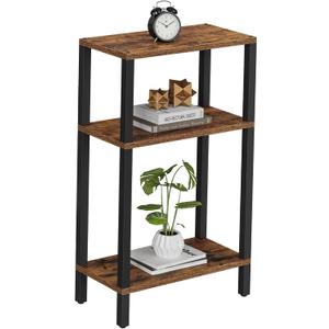 TUTOTAK Small Side Table, Narrow End Table, Skinny Sofa Table, Slim Nightstand, Couch Table, Living Room, Bed Room, Brown TB01BB077 (3-Tier7.9"D x 15.8"W x 26"H)