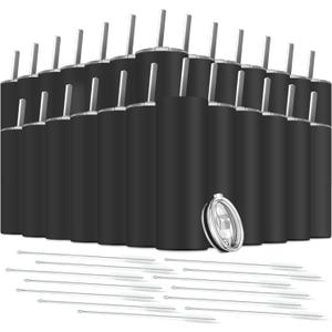 Tumbler with Straw and Lid, Insulated Coffee Travel Mug Tumbler 20 oz Stainless Steel Double Wall Reusable for Iced Drink, Women and Men Gift, Home Office, Outdoor (Black)