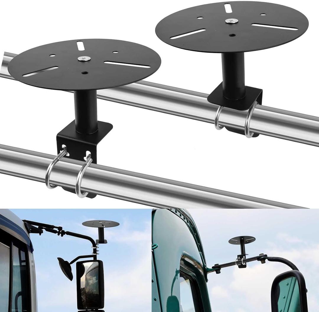 2 Pack Strobe Light Mounting Bracket, Bolt-on Trucks Mirror Bracket for Mounted Warning Lights, Beacon Lights Hold for Trailer with Hardware, Fit for Magnetic Emergency Strobe Light