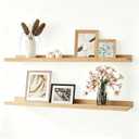 Oak Floating Shelves for Wall Decor, 30 in Shelf with Lip, 2 Set, 29.9in