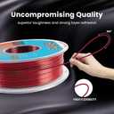 Dual Color Silk PLA Filament 1.75mm Black Red 1KG, Shiny High Gloss Finish, Seamless Color Transition, Neatly Wound, Accuracy +/-0.02mm Vacuum Packaging