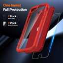 TAURI for iPhone SE Case, [Not-Yellowing] with 2X Tempered Glass Screen Protectors, [Military Grade Drop Protection] Slim Phone Case for iPhone SE, Red