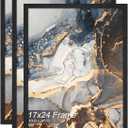 Fxojyvo Engineered Wood 17x24 Picture Frame Set of 3, Black Frame for 17 x 24 Inch Picture Poster Photo, Light Weight 17 by 24 Frame with Wood-grain for Wall - 3 Pack/Black/17 x24