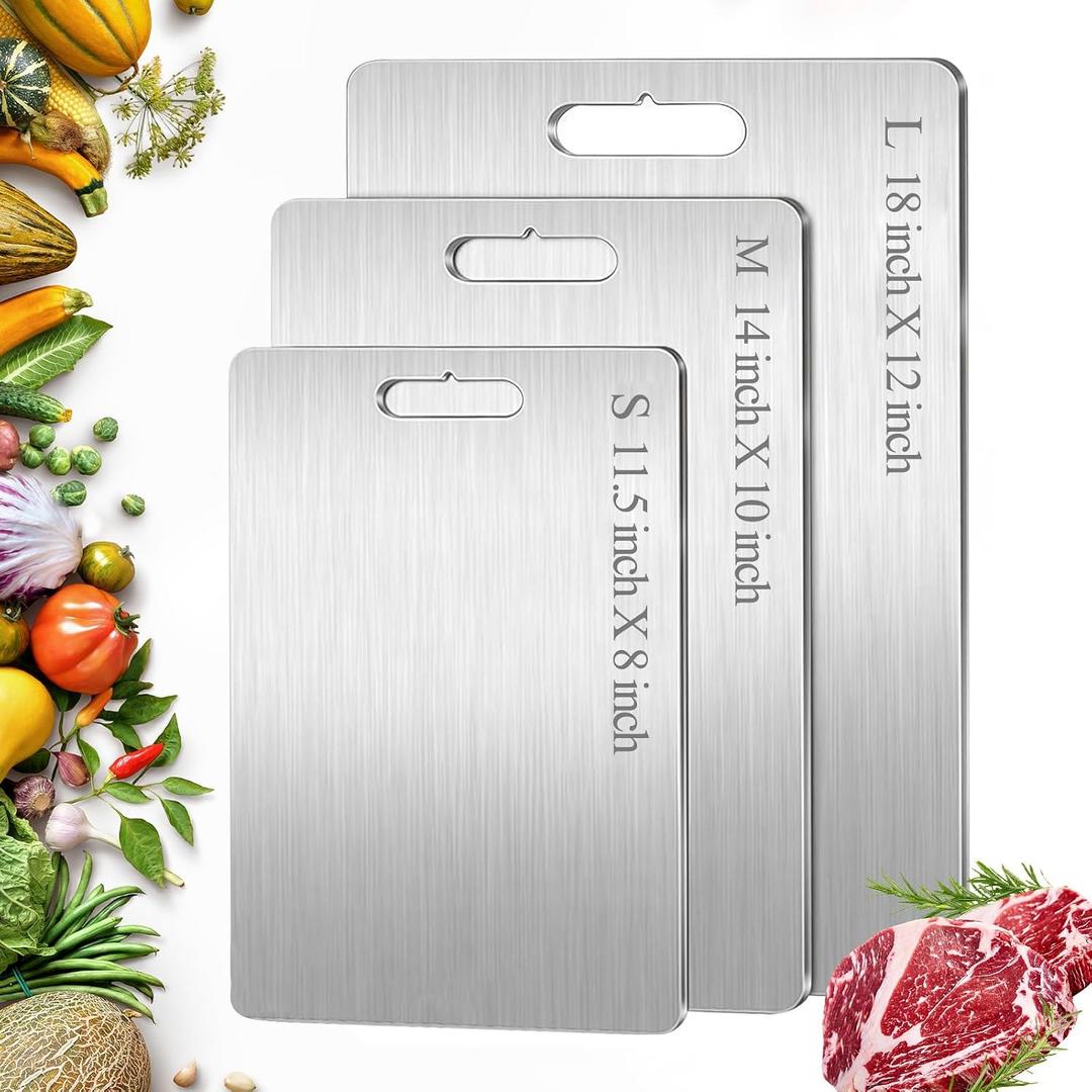 Titanium Cutting Board, 100% Pure Titanium Cutting Boards for Kitchen, Double Sided Food-Grade, Dishwasher Safe Chopping Board for Cutting Meat Vegetable Fruit (18"L x 12"W)