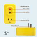 GFCI Adapter, 15 AMP Grounded 3-Prong Single Outlet Adapter, for Indoor Use with Manual Reset UL Listed, Yellow, 1 Pack