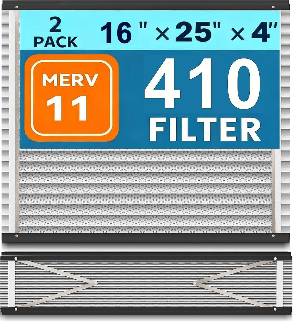 2pcs 410 Replacement Filter Compatible with AprilAire Whole House Air Purifier for Model 1410, 1610, 2410, 2416, 3410, 4400, MERV 11, 16x25x4 Air Filter