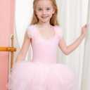 KARETT Toddler Ballet Outfit Sleeveless with Snap Gymnastics Leotards for Girls 1-7Y (Pink)