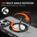2 x Designed for iPhone 15 Pro Case with Magnetic 360Rotatable Ring Stand [Military Drop Protection] [Compatible with MagSafe] Shockproof Slim Translucent Back Cover for iPhone 15 Pro (Black)