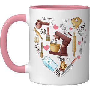 Baker Cooking Culinary Pastry Chef Baking Cook Bake Love Ceramic Mug, Pink/White