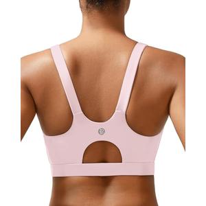 RUNNING GIRL High Support Sports Bras for Women, Molded Cup High Impact Sports Bras for Women Large Bust(3026_Pink_L)