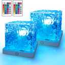 2 Pack Rechargeable Shower Light for Inside Shower, 16 Color Changeable Waterproof Shower Lamp with Remote, Dimmable Ocean Wave Projector Light, LED Water Ripple Night Light for Bathroom, Living Room