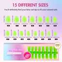 SXVME Neon Green Soft Gel Nail Tips Short Coffin Pre-colored Gel Tips Short Press on Nails Pre Applied Tip Primer Natural Acrylic Fake Nails Extensions for DIY, 300Pcs