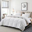 Serta Goose Feather Down Fiber Cotton Comforter King Size - 100% Cotton Duvet Insert - Hotel Luxury Hypoallergenic Bedding Comforter All Season Medium Warmth 106 x 90 Inch White