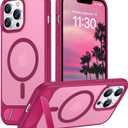 Temdan Magnetic Compatible with iPhone 13 Pro Max Case, [Built-in Invisible Kickstand][Compatible with MagSafe] [Military Grade Shockproof] Slim Translucent Matte Phone Case for iPhone 13 Pro Max 6.7" (Plum Red)