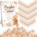 Thyle 51 Pcs Pacifier Hunt Baby Shower Games Include Hunt Sign and 50 Acrylic Pacifiers for Baby Shower Game Decoration Gift Sets Gender Reveal Party Decor(Brown Bear)
