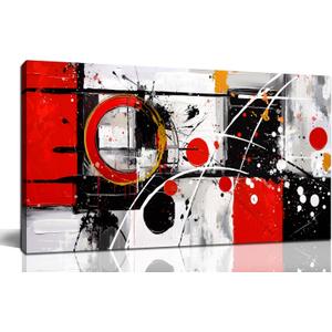 Alsingbago Large Abstract Canvas Wall Art for Living Room Bedroom Home Office Red Grey Black Abstract Canvas Prints Modern Wall Decor Ready to Hang Size 20x40