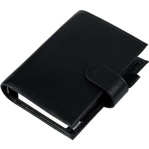 Moterm Personal Luxe Rings Planner - Genuine Leather Binder Organizer (30mm Ring, Pebbled-Black)