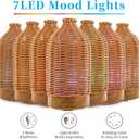 VICTORIA AROMA Essential Oil Diffuser - Multifunction Aromatherapy Diffuser 7 LED Color Changing Light 100ML Rattan Diffuser Easy to Clean Suitable for Home,Office (Tan)
