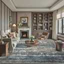 Art&Tuft Washable 9x12 Area Rug, Anti-Slip Backing Abstract Area Rugs 9x12 Living Room, Stain Resistant Rugs for Living Room, Foldable Machine Washable Area Rug (TPR19-Navy, 9'x12')