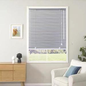 YIIBAII Mini Blinds Suitable for 36" W x 64" H Windows 1" Aluminum Horizontal Venetian Blinds Darkening with Rope and Pole can Mounted Inside or Outside（Grey）