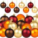 20 PCS Thanksgiving Ball Ornaments for Tree Fall Ball Hanging Ornaments Plastic Orange Brown Ball Ornaments Thanksgiving Hanging Decorations for Fall Autumn Thanksgiving Harvest Home Party Supplies