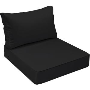 AAAAAcessories Outdoor Seat Cushions for Chairs, Fade-Resistant, Waterproof Patio Furniture Replacement Cushions, 24" x 24" x 5" + 24" x 13.5", Charcoal Black