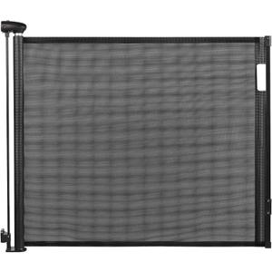 Retractable Baby & Dog Gate | 34" Tall | Extends to 55" Wide | Safety Mesh Gate for Stairs, Indoor/Outdoor, Doorways & Hallways (Black)