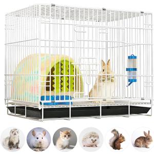 Small Animal Cage Indoor, Hamster Cage with Water Bottle & Food Bowl & Washable Small Nest, Guinea Pig Cage for Ferret, Chinchilla, Bunny, Kitten, Hedgehog, Squirrel, Rat, Rabbit