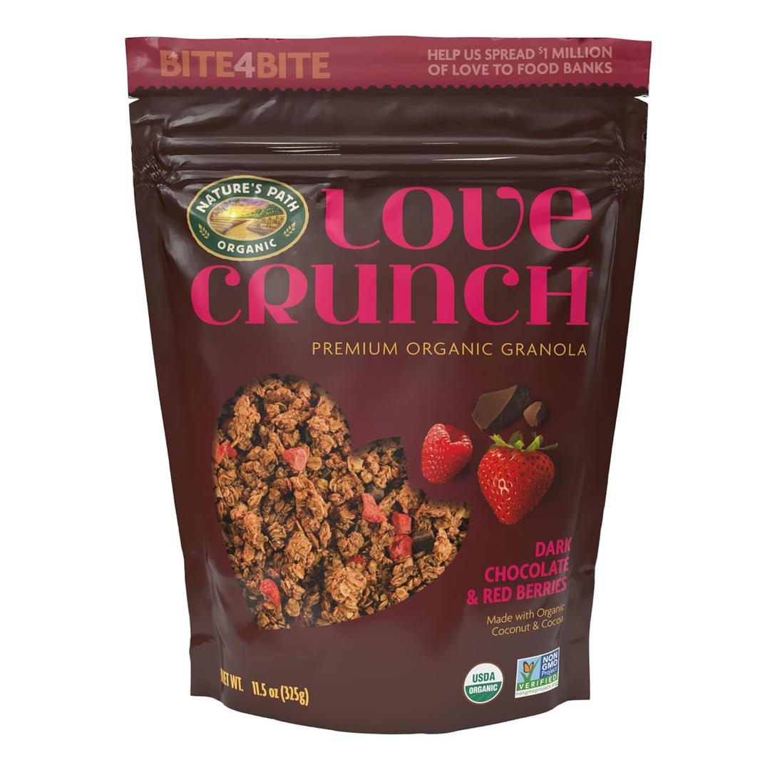 Love Crunch Organic Dark Chocolate & Red Berries Granola, 11.5 oz (Pack of 6), Vegan, Non-GMO, Fair Trade, by Nature's Path