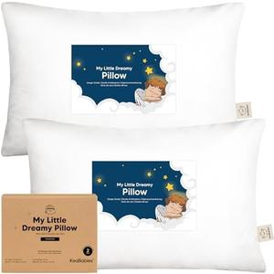 KeaBabies 2-Pack Toddler Pillows 2 Year Old to 11x16 Soft Organic Cotton Kids Pillow for Sleeping, Travel, School, Daycare, Nap, Toddler Bed, Machine Washable, Without Pillowcase (Soft White)