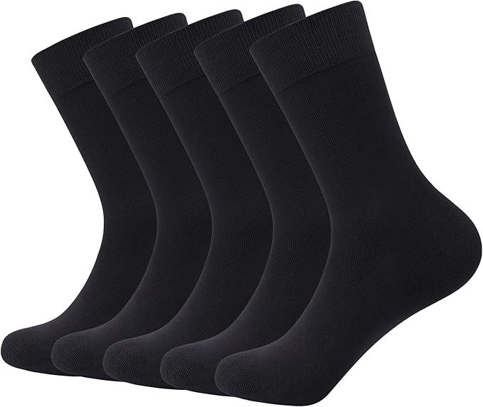 SERISIMPLE Thin Viscose Bamboo Dress Men Sock Soft Crew Anti Odor Lightweight Sock Breathable Comfort Cool Sock 5 Pairs L