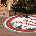 Christmas Tree Skirt 47.2 Inch Blue Green Round Santa and Pine Forest Pattern Merry Christmas Design Holiday Decoration for Xmas Tree Skirt Home Living Room Decor (Colorful889)