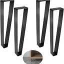 Osring 14 Inch Trapezoid Furniture Legs 4pcs, Solid Steel Furniture Hairpin Leg for Side Table, TV Stand and Cabinet, Black