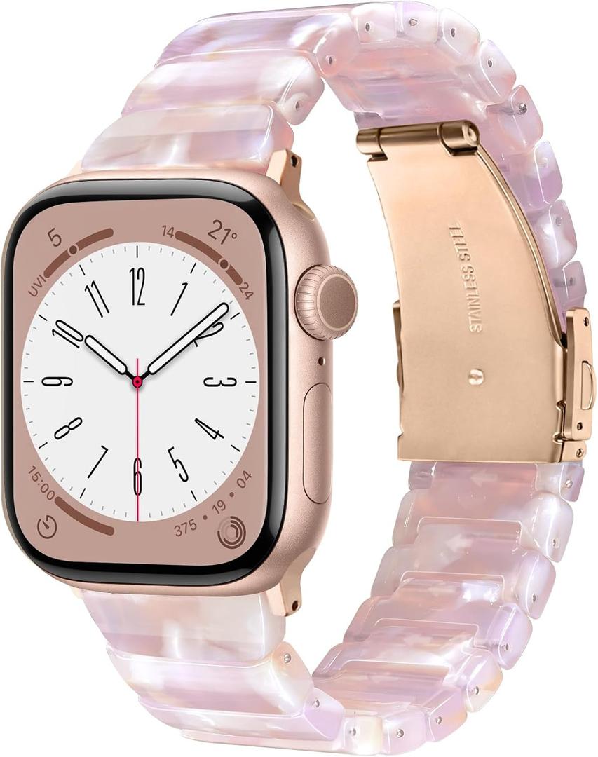 V.R.HOPE Apple Watch Band for Series 11/10/9/8/7/Ultra3 46mm 45mm 44mm 42mm 49mm Fashion Lightweight Resin Dressy Strap for Women Bracelet Compatible with iWatch Series 6/5/4/3/2/1/SE (Pinkish Brown)