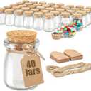 40 Pack Glass Favor Jars with Cork Lid, 3.4 oz Small Glass Bottles for Wedding Favor, Baby Shower, Party Favor, Gift Jars for Candy, Bonus Twine and Labels