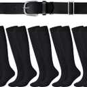 Haysandy Baseball or Softball Sock and Belt Combo Set 5 Football Baseball Socks with Softball Belt for Kids Youth Boys (Black, L)
