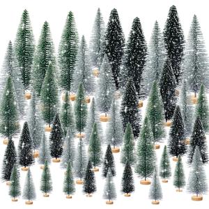 Tizuxa 30pcs Tiny Christmas Trees for Christmas Decorations, Mini Artificial Christmas Tree Small with Snowflakes Bottle Brush Trees for Christmas Decor Party Home Table Top Winter Crafts Decorations