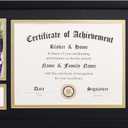 ELSKER&HOME 11x22 Diploma Frames with Tassel Holder for 8.5x11 Certificate Document Shadow Box, 4x6 Graduation Photo, Matte Black Frame, Degree Double Mat, Black with Gold Rim