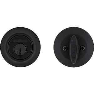 Kwikset 660 Deadbolt Deadbolt Lock, Matte Black Round Exterior Keyed Front Entry Door, Pick Resistant SmartKey Rekey Security, Single Cylinder Dead Bolt